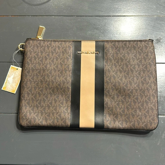 Michael Kors Handbags - Michael Kors Signature Brown and Black Clutch/Zip Pouch